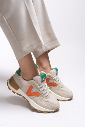 حذاء رياضي نسائي من Rosatora - 001210   نموذج بيج وبرتقالي