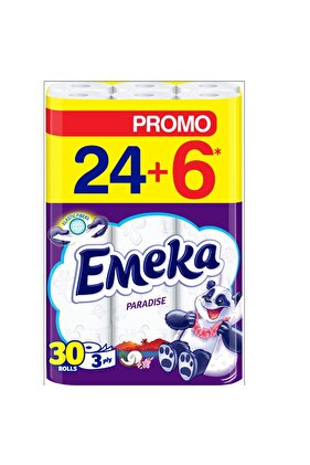 Hartie igienica Emeka Paradise, 3 straturi, 24+6 role