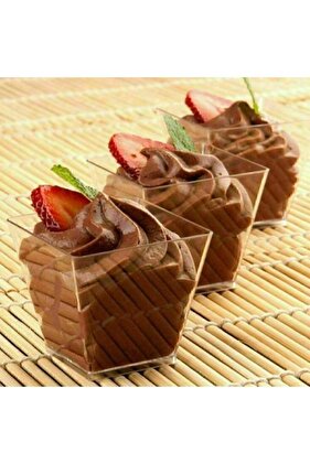 Prizma Mini Mika Plastik Sunum Kabı Kübik Kase Kapaksız 200 Cc - 50 Adet