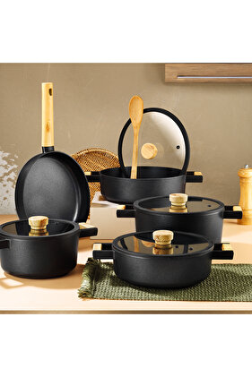 طقم أواني طهي من الألومنيوم المصبوب مكون من 9 قطع من ماتيلدا