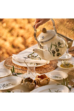 إبريق شاي مطلي بالزيتون (2 لتر)