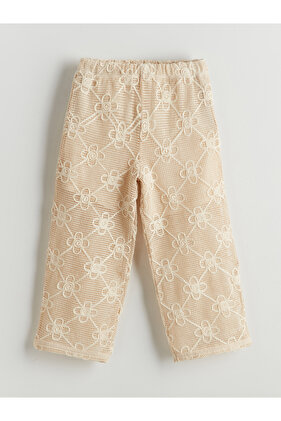 بنطلون دانتيل للفتيات بخصر مطاطي مزين بالزهور