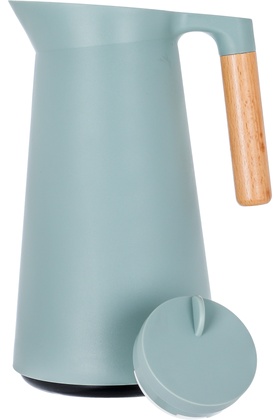 ترمس ليندا ثيرموس بمقبض خشبي أخضر غامق ماتشا سعة 1 لتر