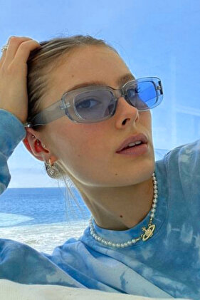 Vintage Şeffaf Mavi Güneş Gözlüğü