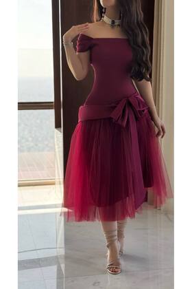 فستان حور برغندي