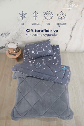 Lux Anti-Allergische Kinder-Tagesdecke mit Astronautenmuster, Einzelbettgröße (europäische Größe), doppelseitig, 135 x 200 cm