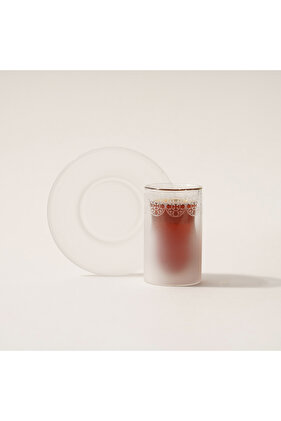 طقم شاي مكون من 12 قطعة من الزجاج الأبيض المصنفر