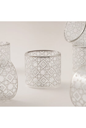 طقم فناجين قهوة زجاجية 6 قطع، فضي