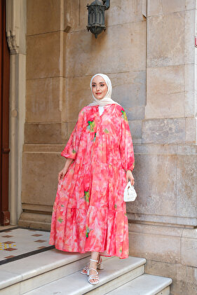 Women's Cloud Pattern Dress Pomegranate Flower