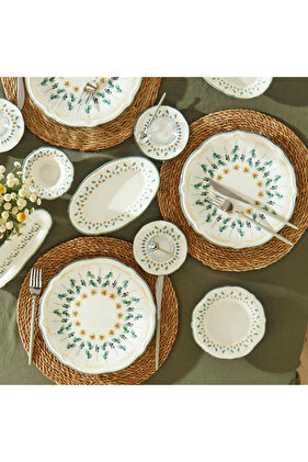 مجموعة إفطار Adelina Stoneware باللون الأخضر مكونة من 26 قطعة و6 أشخاص