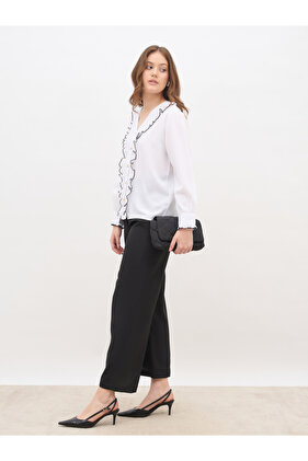 Pleated Ruffle Detail Regular Fit Shirt
