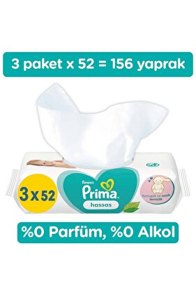 Islak Havlu 3 Paket 156 Yapraklı Sensetive Islak Mendil