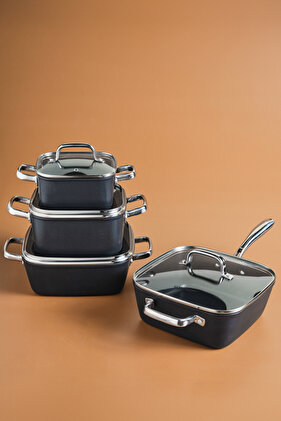 Biodiamond Quattro - طقم أواني طهي بقاعدة حثية مكون من 8 قطع