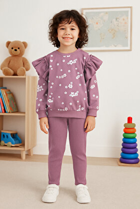 طقم شعار من القطن باللون الأرجواني الفاتح - TKDAW25AU00005