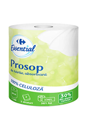 Prosop de hartie monorola, Carrefour Essential, 2 straturi, 60 m