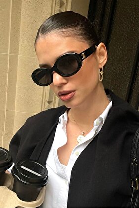 نظارات شمسية LUNAS سوداء بيضاوية 2024 الموسم الجديد الشهير uv400 / REN EYEWEAR