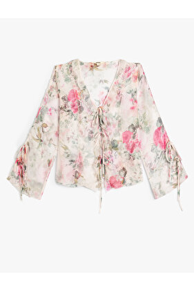 بلوزة زهرية شفافة للنساء باللون الوردي