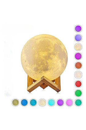 Lampă de noapte 3D Moon Light multicoloră, funcționează cu baterii, suport din plastic inclus, 8 cm,