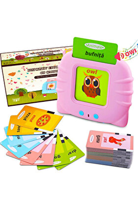 Set de invatare cuvinte in limba romana-engleza, jucarie educativa, 228 cuvinte, Picodino, Roz