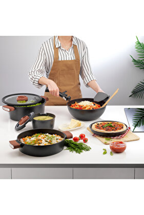 طقم أواني صب المصفوفة 8 قطع - أسود