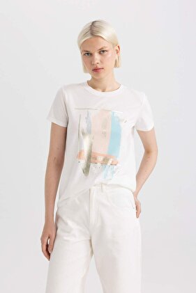 Regular Fit Crew Neck Printed Short Sleeve T-Shirt C7727AX24SM