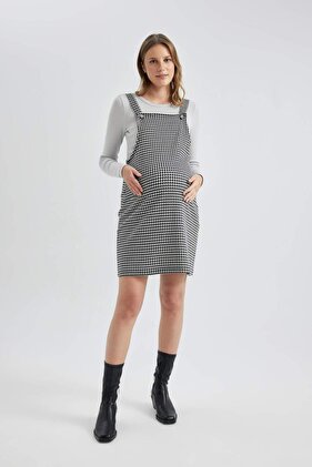 Regular Fit Patterned Maternity Mini Salopet Dress C0468Ax23Wn