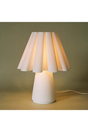 Aura Beyaz Modern Tasarım Salon-oturma Odası Küçük Boy Abajur Beyaz