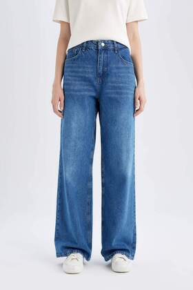 Wide Leg Regular Waist Jean Trousers - Wide Leg Fit D2581AX24HS