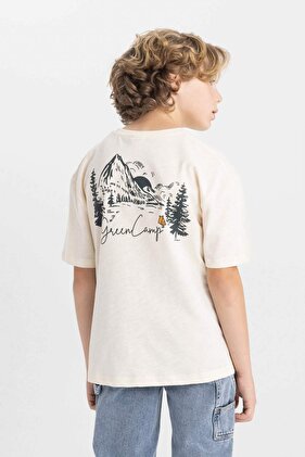 Boy's Crew Neck Printed Oversize T-Shirt - C5001A824SM