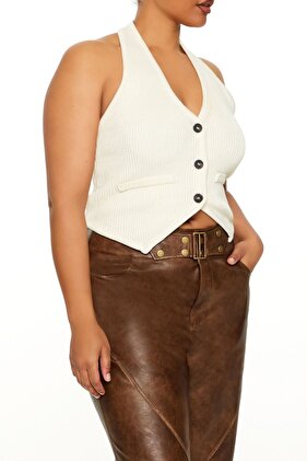 Plus Size Halter Yaka Yelek