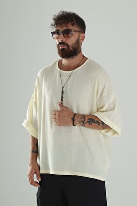 Чоловіча жовта муслінова футболка Oversize Fakir з короткими рукавами COC1102