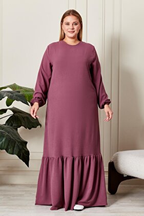 Yazlik Kadin Buyuk Beden Elbise Pileli Kadin Tesettur Elbise Ayrobin Kumas