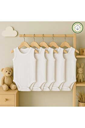 100% Cotton 5-Pack White Sleeveless Body