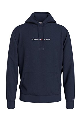 سويت شيرت بقلنسوة بشعار العلم للرجال باللون الأزرق الداكن DM0DM18130 C87