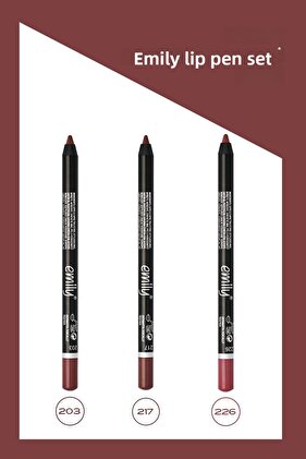 مجموعة أقلام تحديد الشفاه إميلي مكونة من 3 قطع رقم: 203-217-226