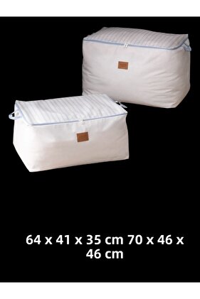 حقيبة نواج مطبوعة مكونة من قطعتين – أبيض أزرق فاتح |   حقيبة تخزين عملية مع قماش مبطن