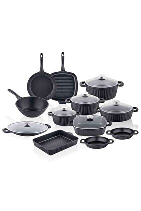 طقم زجاجات زجاجية من فاليريا مكون من 18 قطعة باللون الأسود