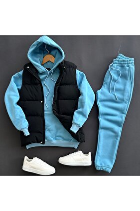 Set de trening gonflabil pentru bărbați set cu vestă cu 3 fire (țesătură moale și umedă)