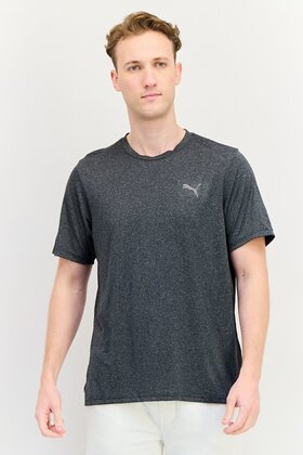 تي شيرت رياضي رجالي بشعار العلامة التجارية، لون أسود