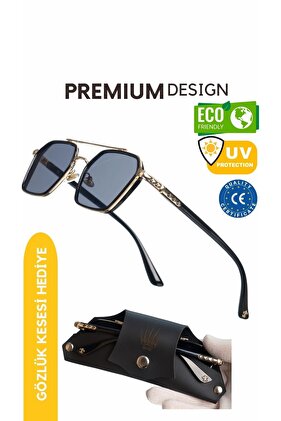 Sunglasses Women & Men Uv400 Glass Ce Certificated Gold Black Re0039w