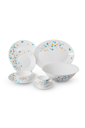 طقم سفرة من الأر كوبال مكون من 76 قطعة يستخدم لعدد 12 شخص مع نقشات زهور جميلة و زاهية