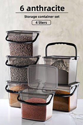 حاوية تخزين المنظفات المربعة ذات الحجم الكبير المكونة من 6 قطع (4 لتر) - حاوية تخزين المنظفات بمقبض 6 قطع