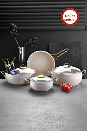 7 Piece Granite Casserole Cookware Set