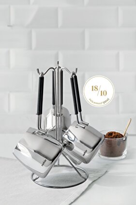 29015 Modern 4 Piece Steel Coffee Pot Set with Hanger Stand