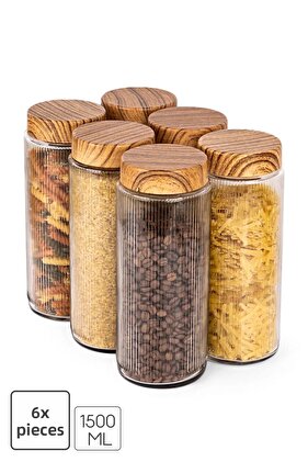 6-Piece Jumbo Size Glass Food Jar Storage Container with Lid 1500 ml Kitchen Organizer Food Storage Box
