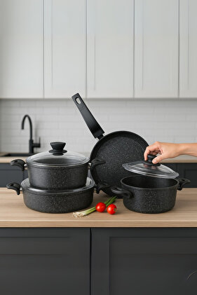 طقم أواني طهي جرانيت 7 قطع من دييز - أسود