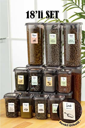 Πλήρες σετ 18 πολύχρωμων ετικετών Peggy Kare με τρόφιμα και μπαχαρικά 6x(1,75) 12x(0,45) Ant