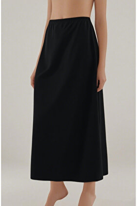 Battal Tam Boy Jüpon Uzun Etek Astarı Siyah Renk Jipon