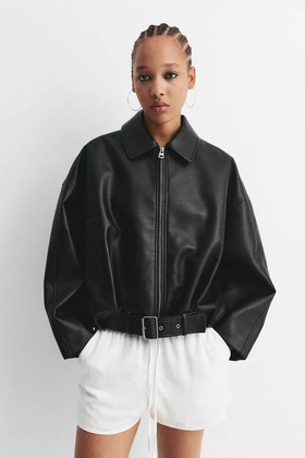 Kadın Oversize Tokalı Kemerli Deri Ceket –Rahat Kalıp,Günlük Dış Giyim| Yeni Sezon Trend Kadın Ceket