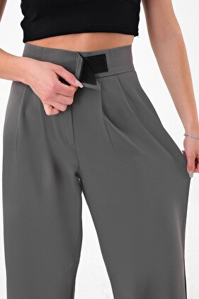 بنطلون بالازو نسائي عالي الخصر من أنثراسايت